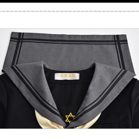 女装 配色切替セーラー服上下セット長袖プリーツスカート付