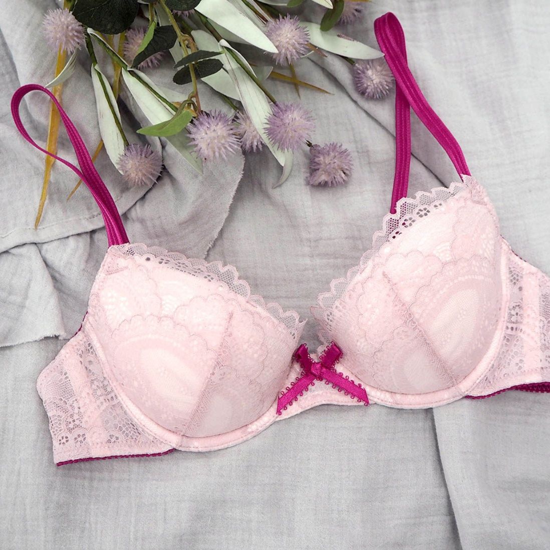 女装 花柄レース総柄ワイヤー入り立体成形ブラジャー