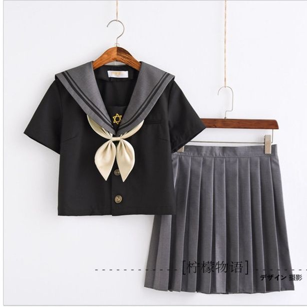 女装 配色ライン入り長袖セーラー服上下セット