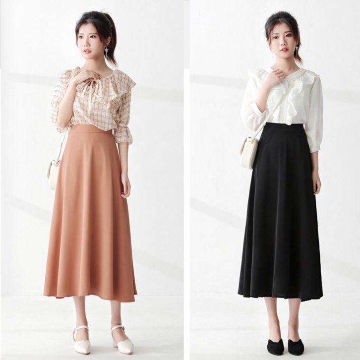女装 上品フレアラインロング丈ハイウエストスカート