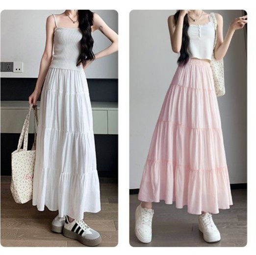 女装 ティアードフリル切替ロングマキシスカート