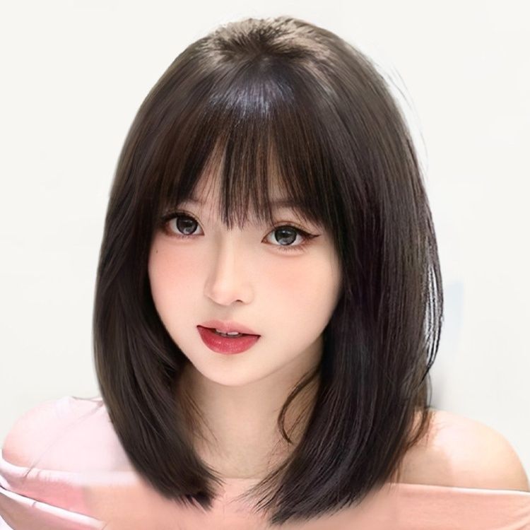 女装 小顔効果抜群のナチュラル前髪ミディアムウィッグ