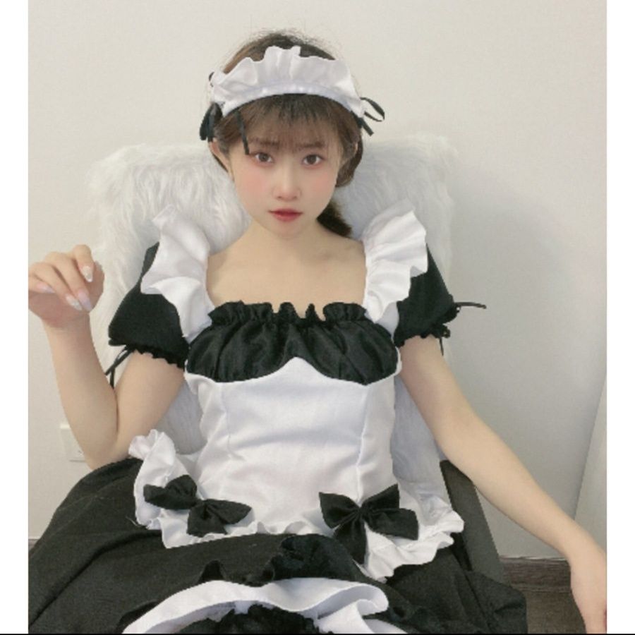 女装 豪華フリル付き本格女装メイド衣装セット