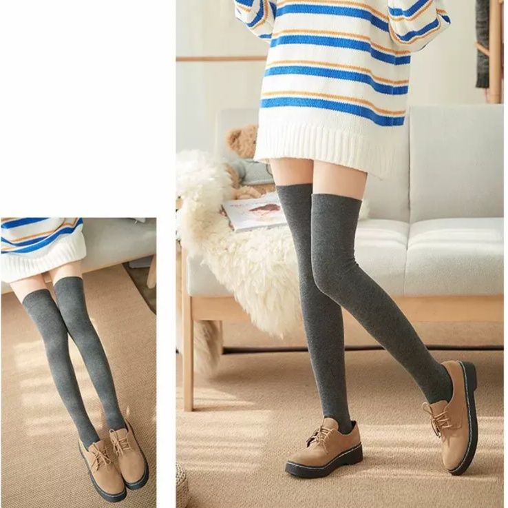 女装 滑り止め付きニーハイタイツ