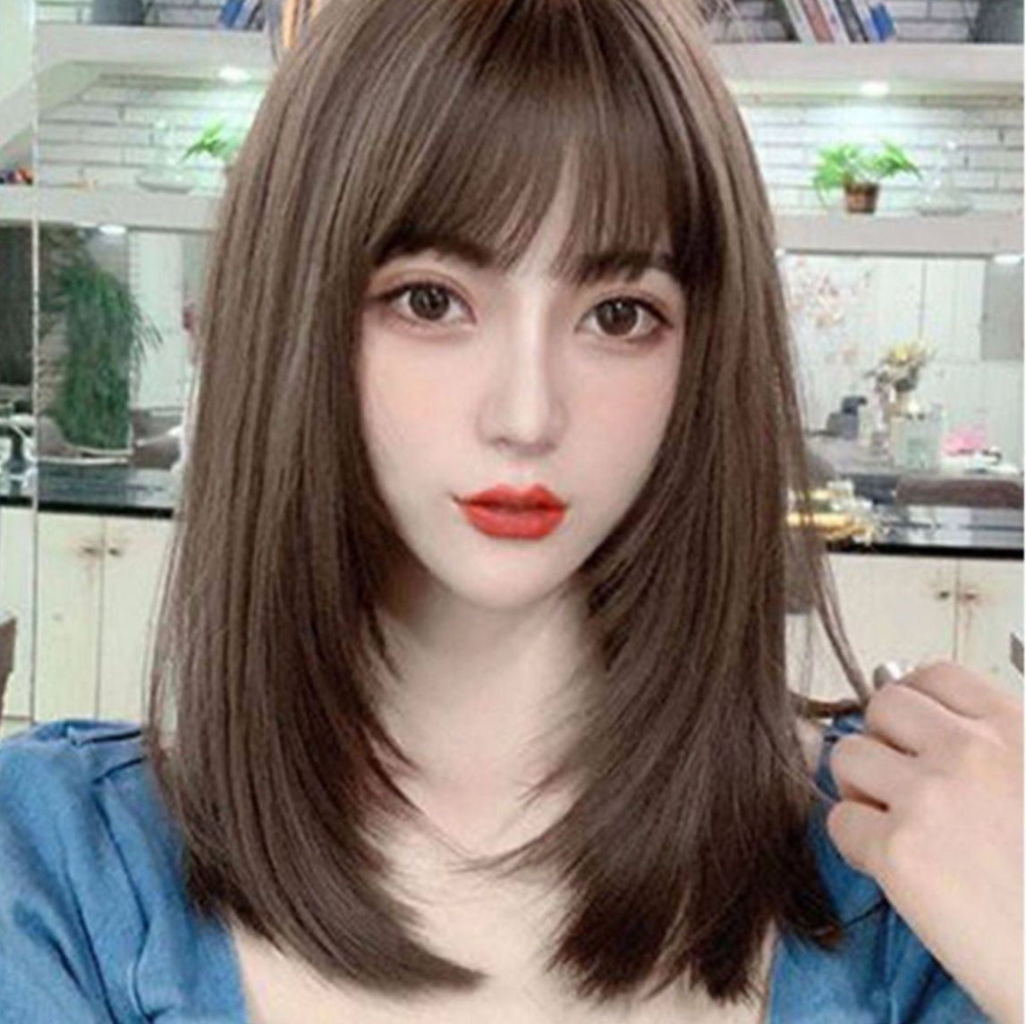 女装 ぱっつん前髪セミロングストレートウィッグ
