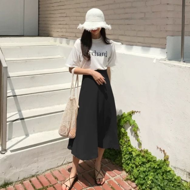 女装 ハイウエストロング丈フレアスカート