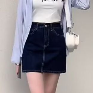 女装 ハイウエストデニムミニスカート台形シルエット