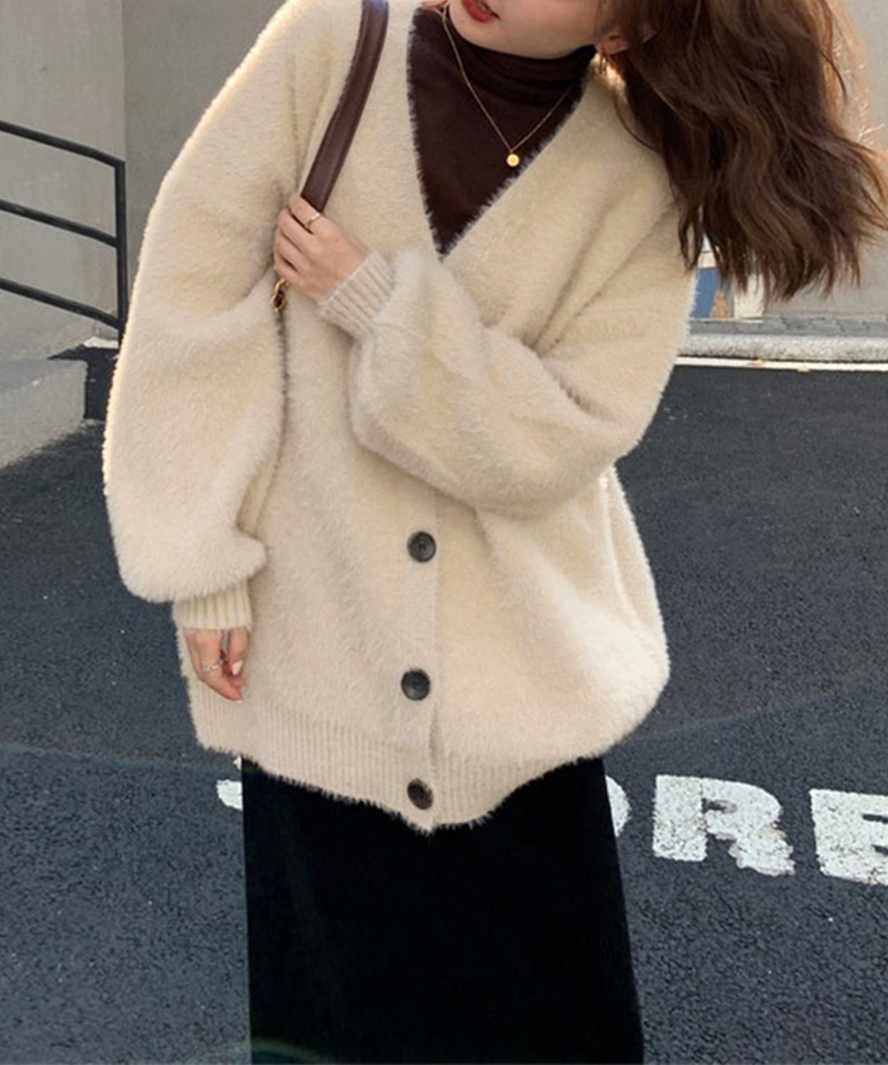 ふわふわもこもこニットスーツ上着女装対応