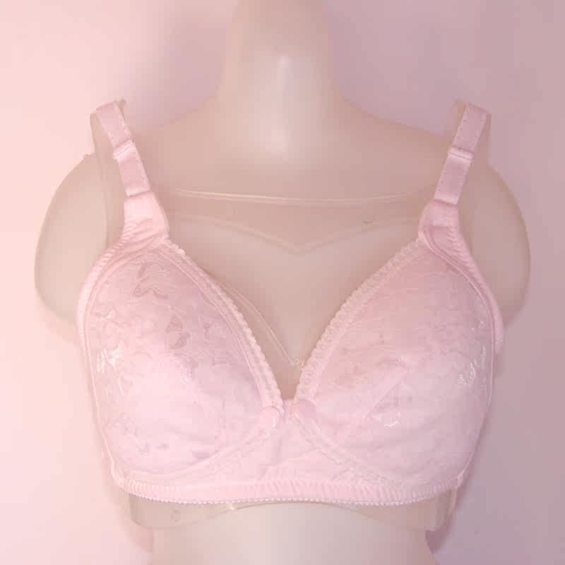女装 花柄刺繍レース付き三角カップブラジャー