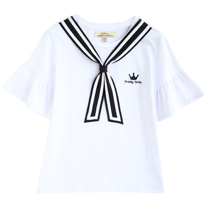 女装 フリル袖セーラー服上下セット王冠刺繍入り