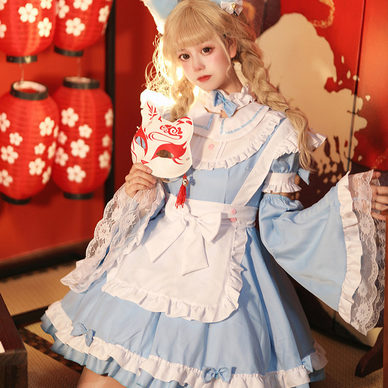 女装 夢見る姫様風フリル付きメイド服セット