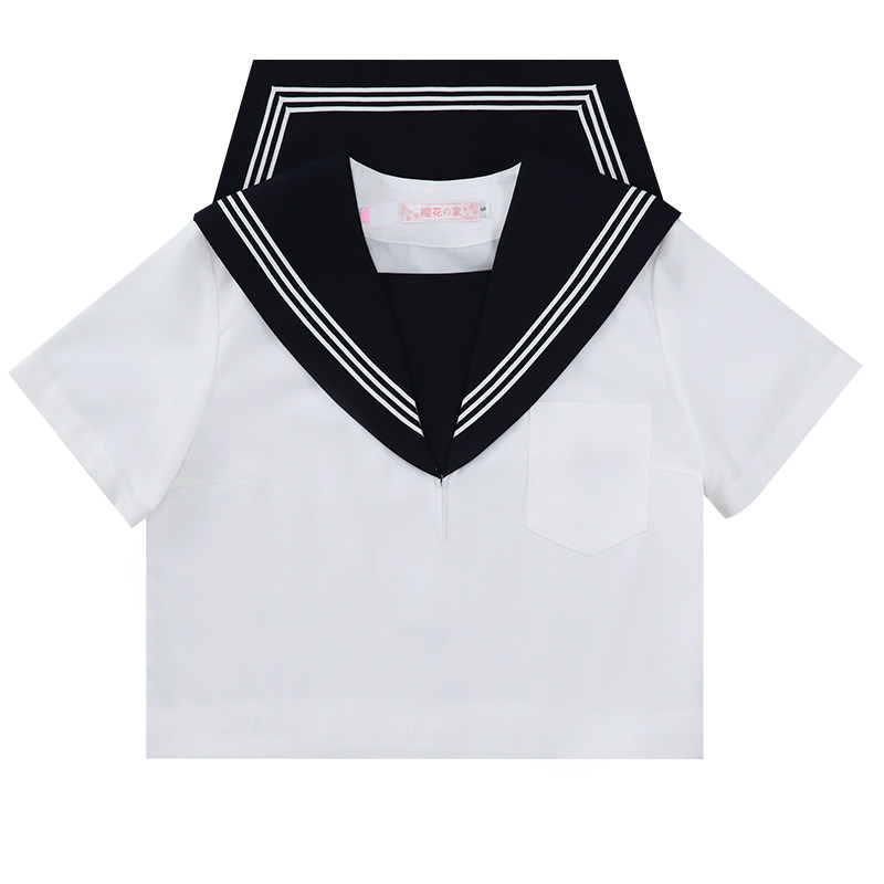 女装 清楚系半袖セーラー服上下セット帽子付き