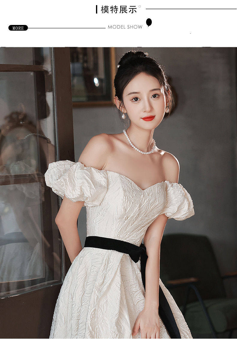 女装 パフスリーブオフショルダー姫系ロングドレス