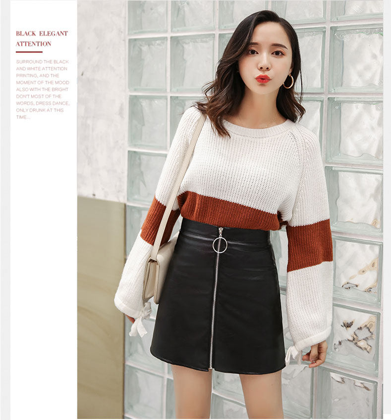 合成皮革フロントジップ台形ミニスカート