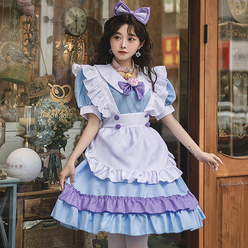女装 夢見るお嬢様風フリルたっぷりメイド服