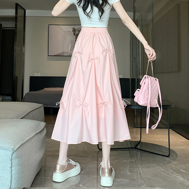 女装 リボン結びティアード裾広がりロングスカート