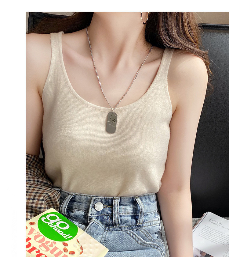 リブ編みフィットタンクトップ