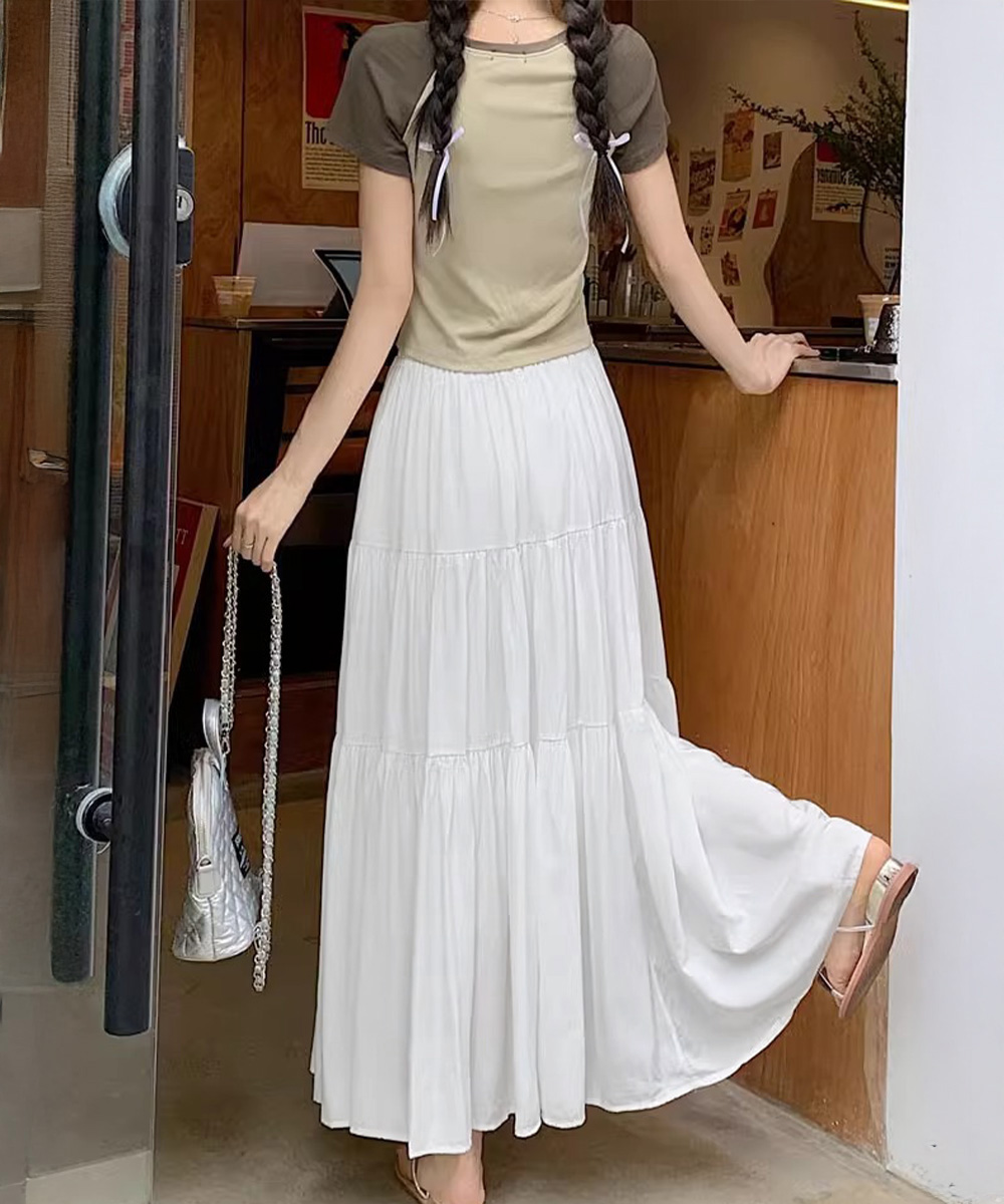 女装 段々フリル ティアード ロングスカート 春夏