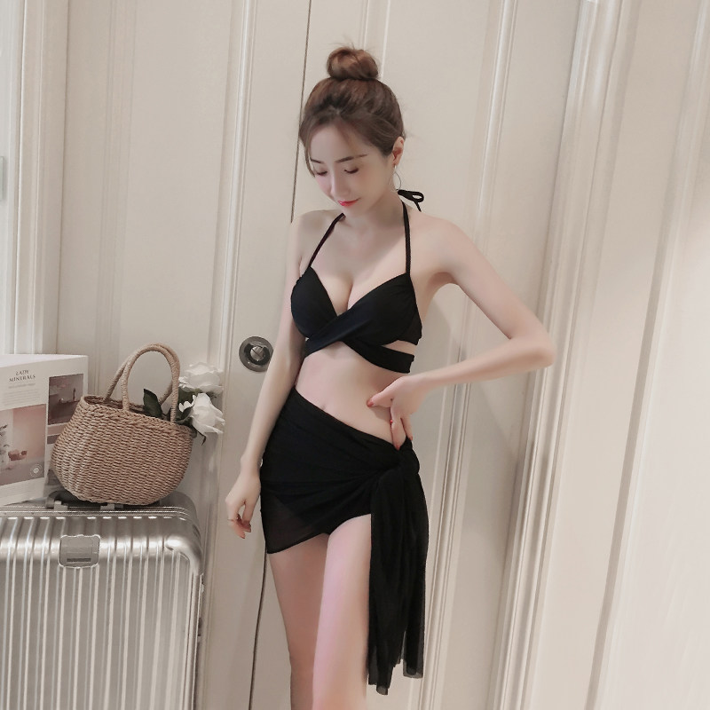 女装 背中魅せホルターネック三点セット水着