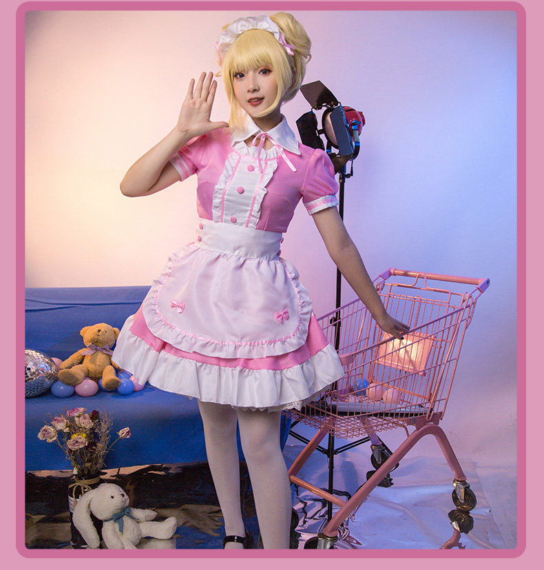 女装 夢見る姫系フリルエプロンメイド服セット