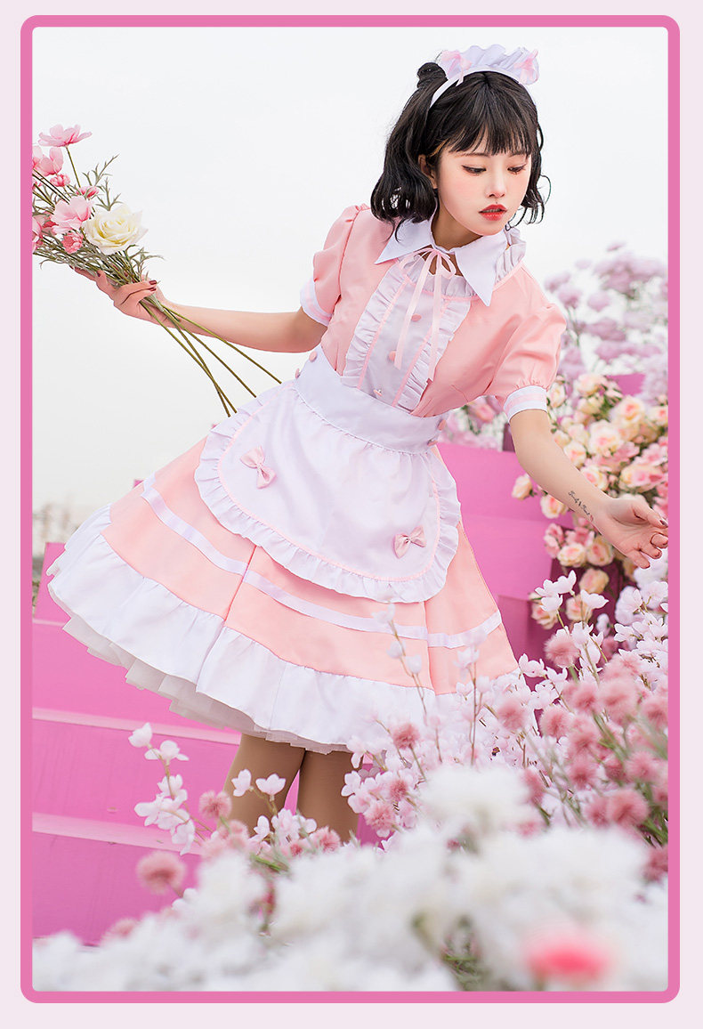 女装 夢見るお嬢様風フリルメイド服セット