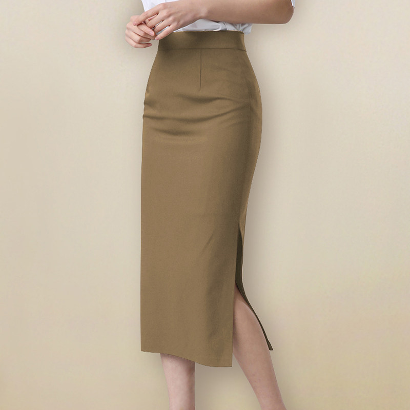 女装 ハイウエストスリット入りタイトスカート