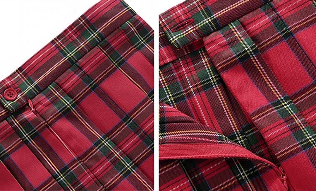 女装 選べる16色 チェック柄プリーツスカート 3点セット