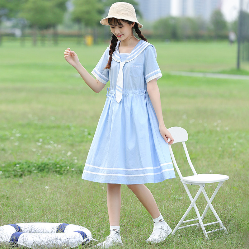 女装 爽やか夏風セーラーワンピース
