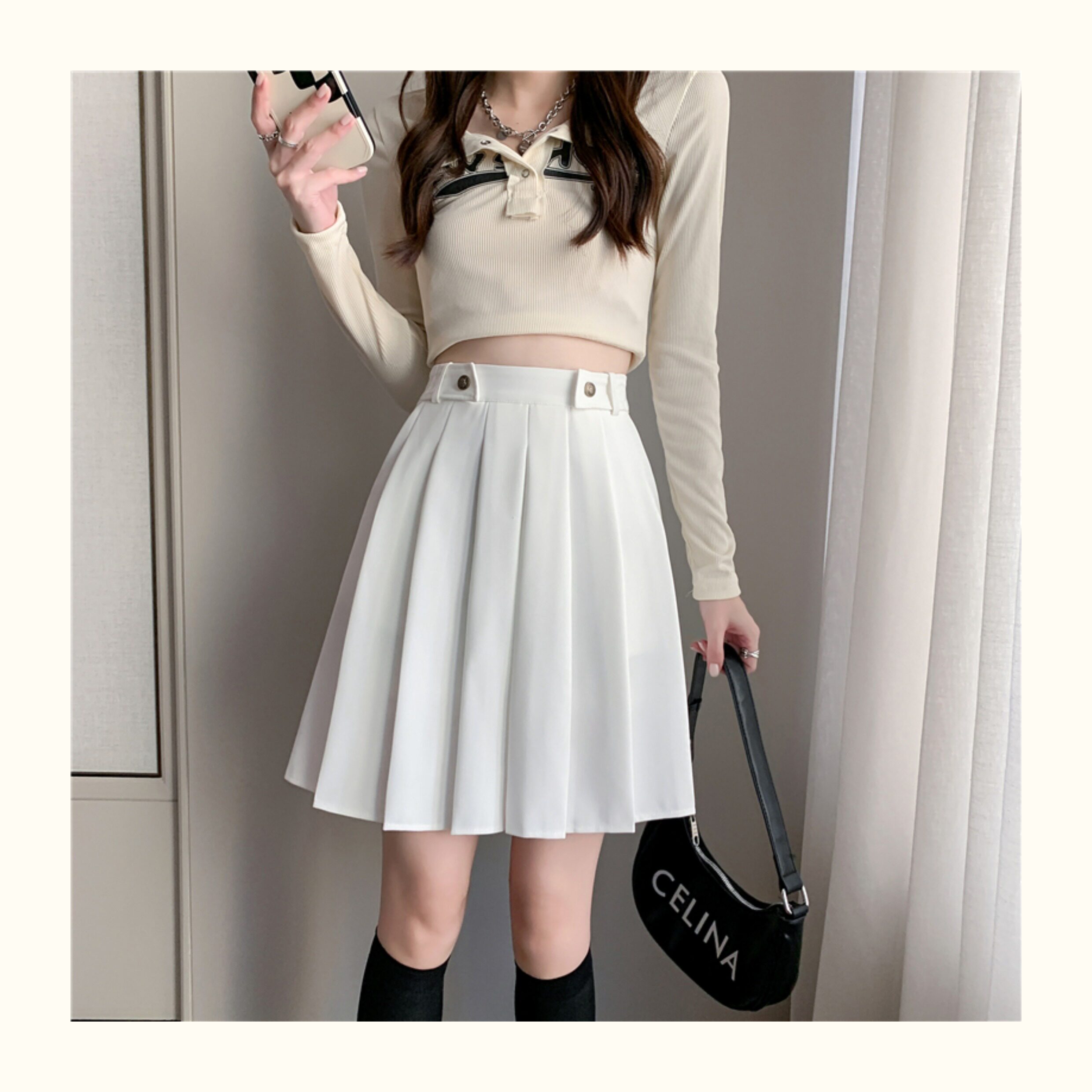 女装 ベルト付きプリーツミニスカート