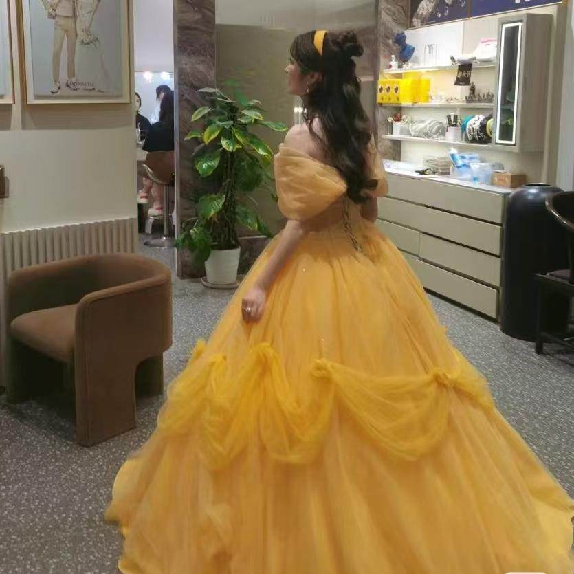 女装 夢見る舞踏会姫風オフショルダーボリュームドレス