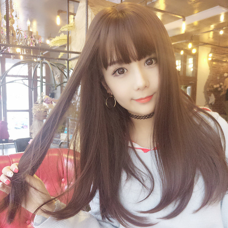 女装 清楚系ぱっつん前髪ロングストレートウィッグ