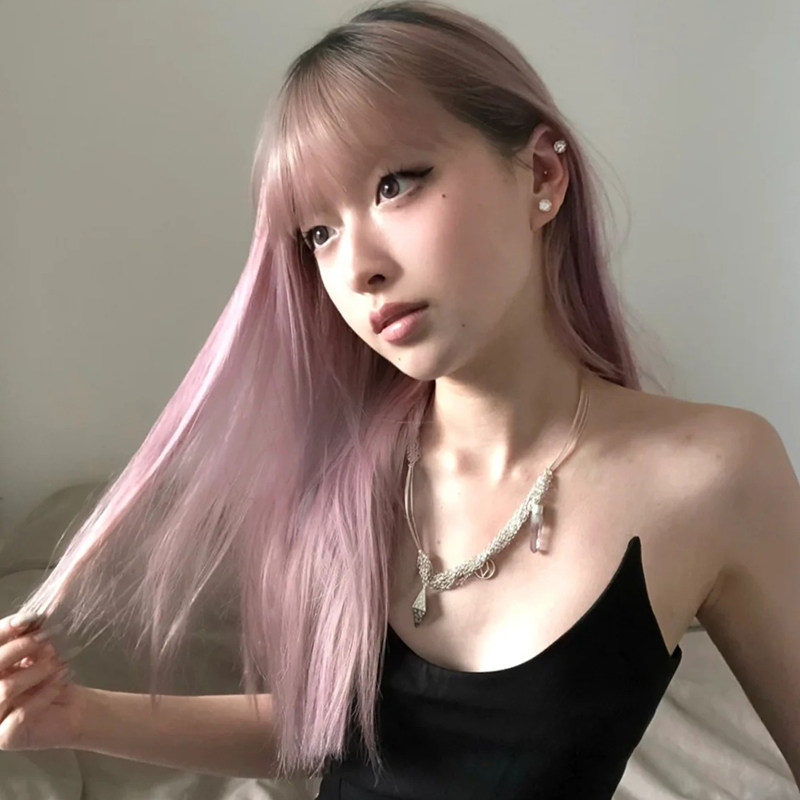 女装 美麗グラデーション超ロングストレート前髪ありウィッグ