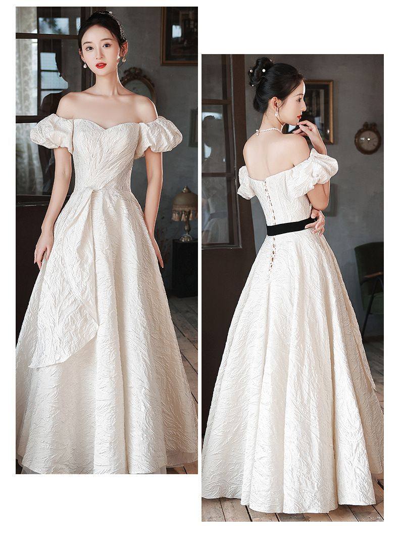 女装 パフスリーブオフショルダー姫系ロングドレス