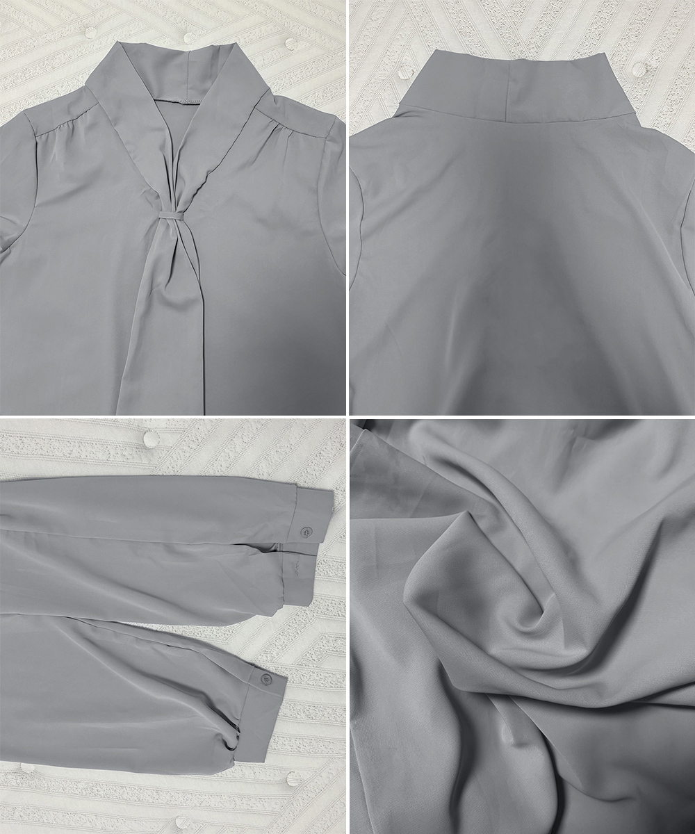 女装 スーツ対応ボウタイブラウス長袖とろみ素材