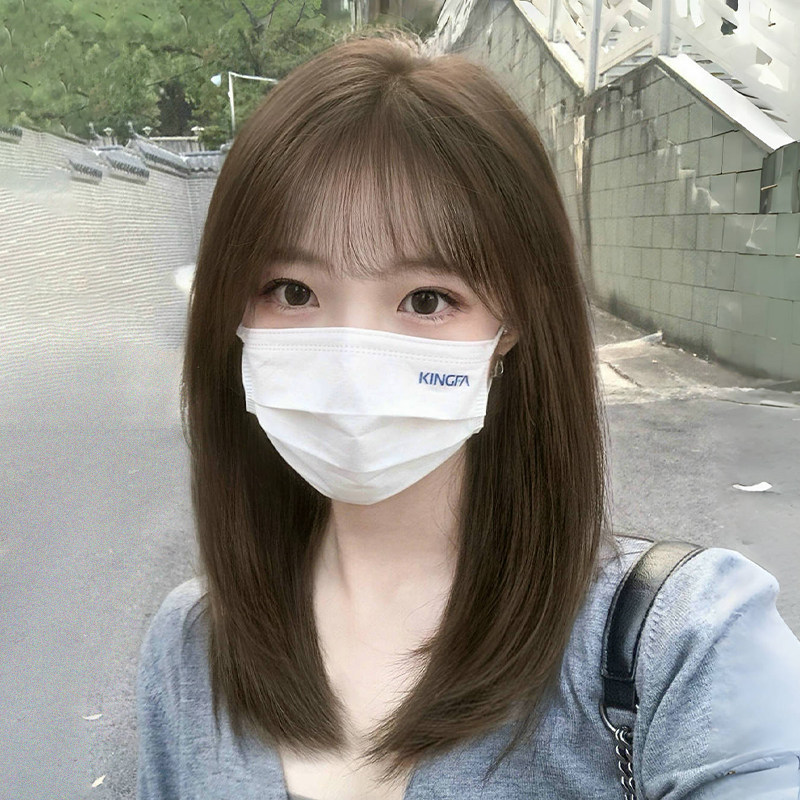 女装 ふんわり前髪のセミロングストレートウィッグ