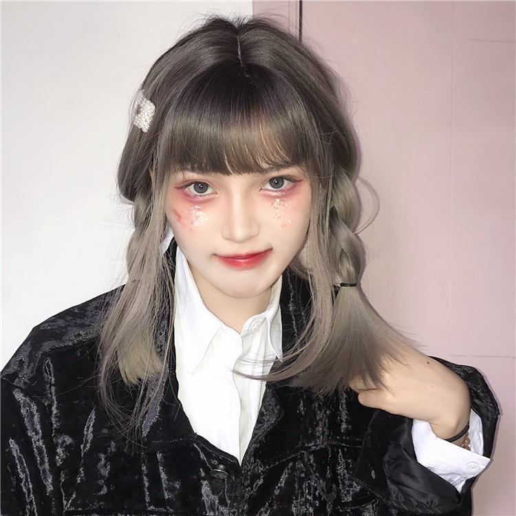 女装 ウィッグ 前髪ぱっつん グラデーション ミディアム