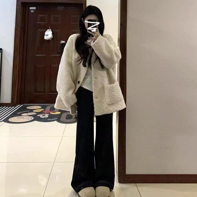 女装 秋冬新作 もこもこボアスーツコート 暖かい防寒アウター