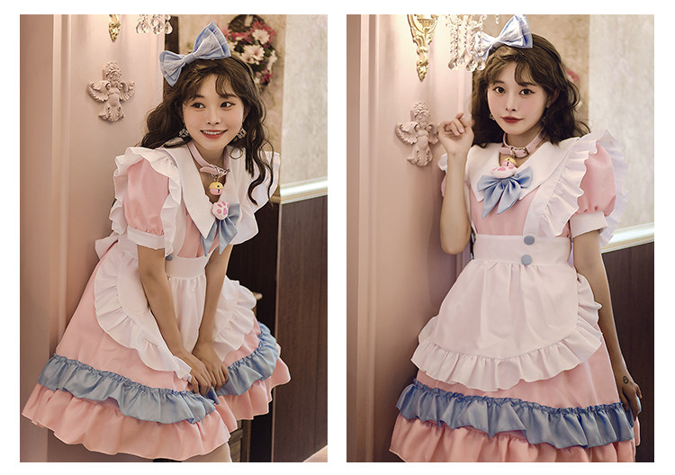 女装 夢見るお嬢様風フリルたっぷりメイド服