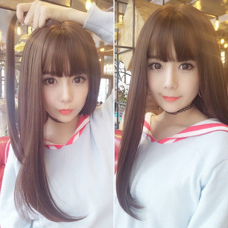 女装 清楚系ぱっつん前髪ロングストレートウィッグ