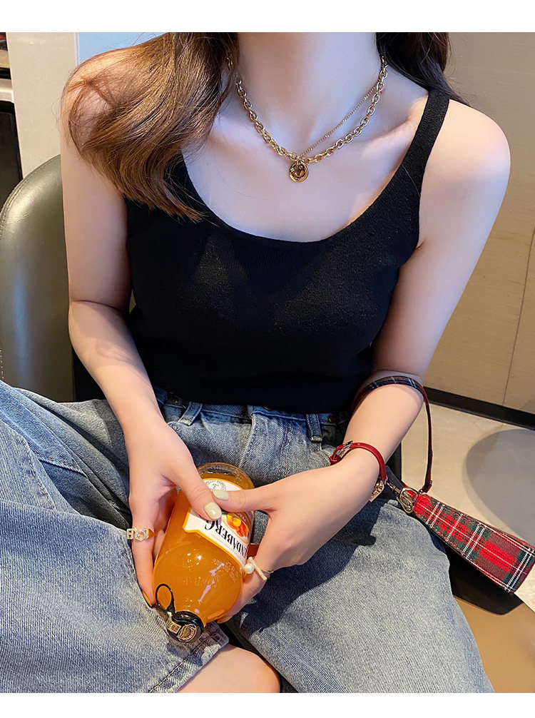 リブ編みフィットタンクトップ