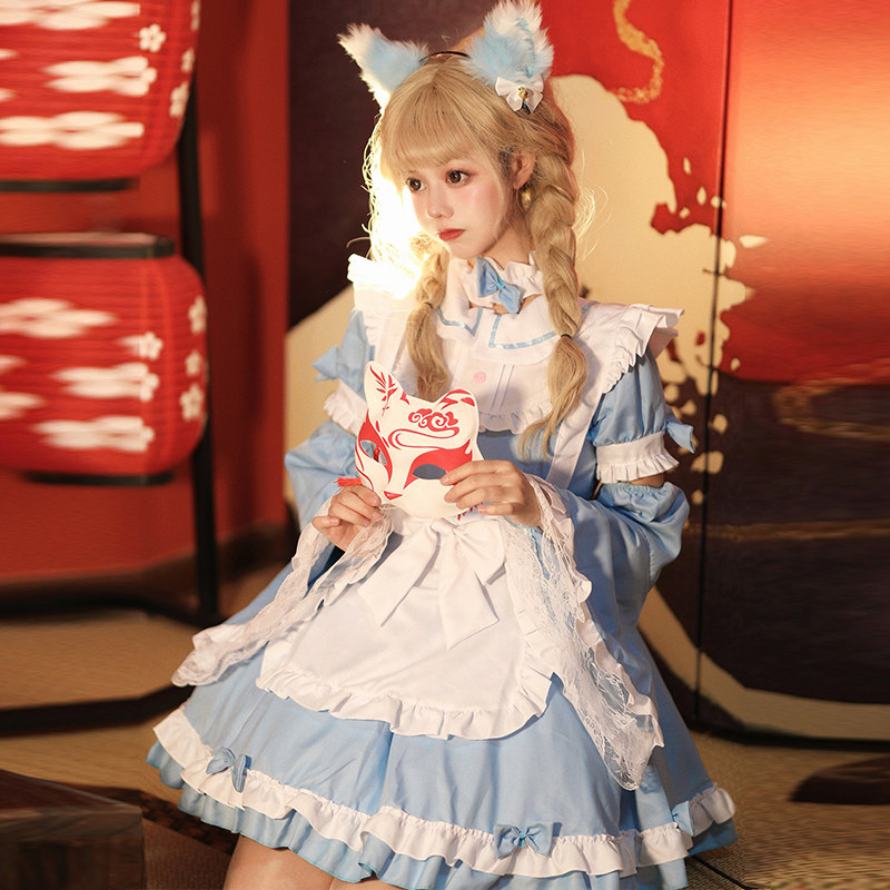 女装 夢見る姫様風フリル付きメイド服セット