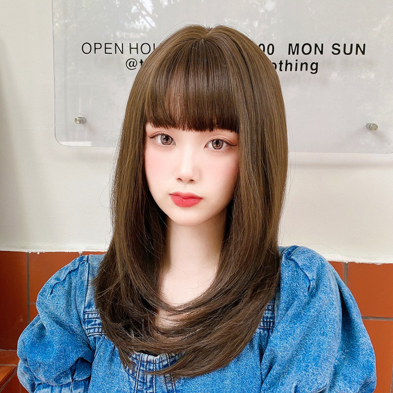 ぱっつん前髪清楚系ストレートセミロングウィッグ
