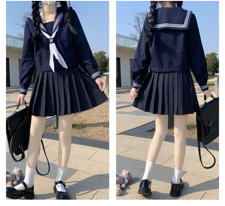 女装 清楚系長袖セーラー服上下セット