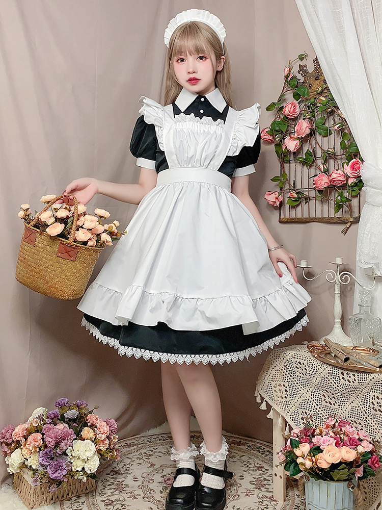 女装 フリル飾りが可愛いクラシックメイド服セット