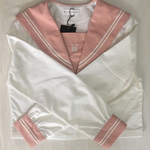 女装 爽やか配色半袖セーラー服上下セット