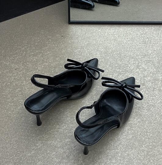 女装 女性用尖り先ハイヒール下着セット リボン付きサンダル