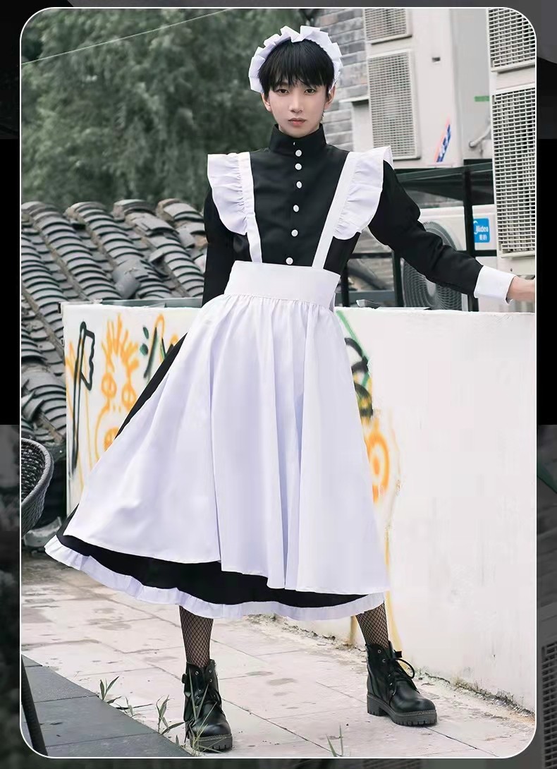 女装 クラシックフリル付き執事風メイド服セット