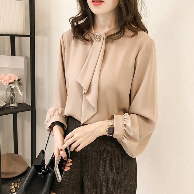 女装 シフォンブラウス  長袖 通勤フォーマルシャツ