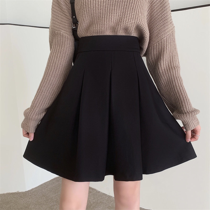 女装 ハイウエストボックスプリーツフレアスカート