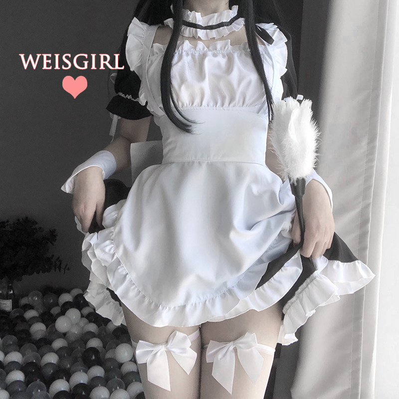 女装 フリル付きエプロンメイド服セット